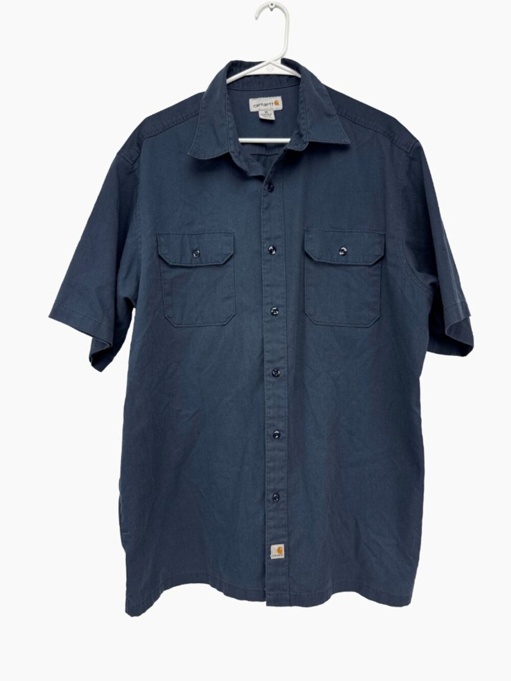 CARHARTT Vintage Short Sleeve Navy Button-Up Shirt Size XL